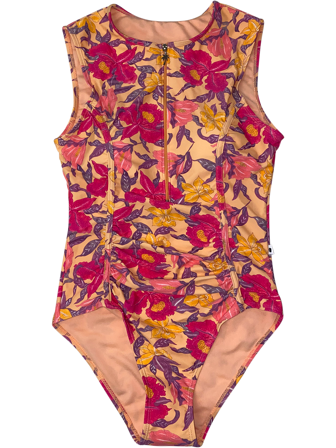 1/2 ZIP SWIMSUIT W/ ROUCHING