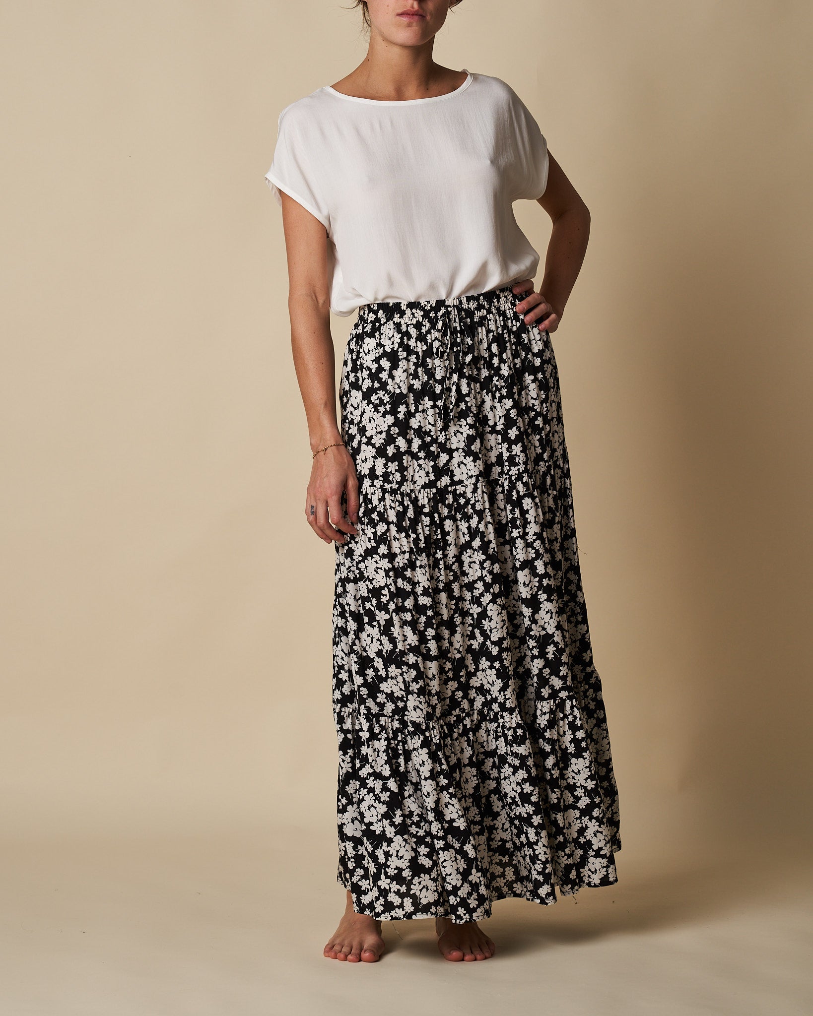 TIERED MAXI SKIRT