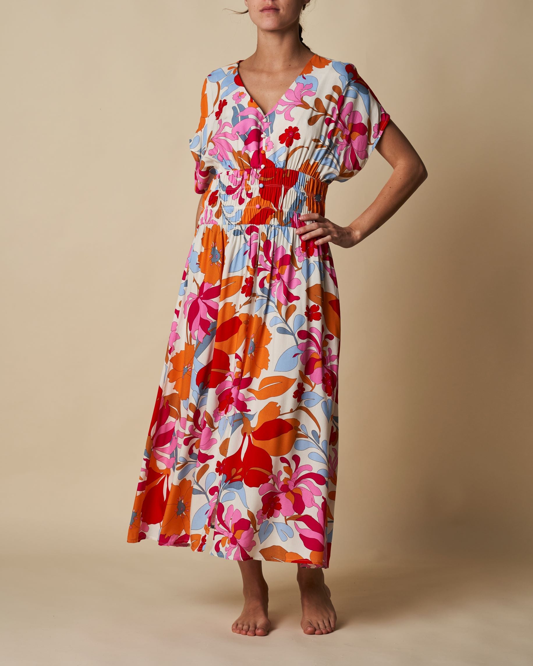 maxi dress patterns australia Lulu Print Combi Wrap Maxi Dress