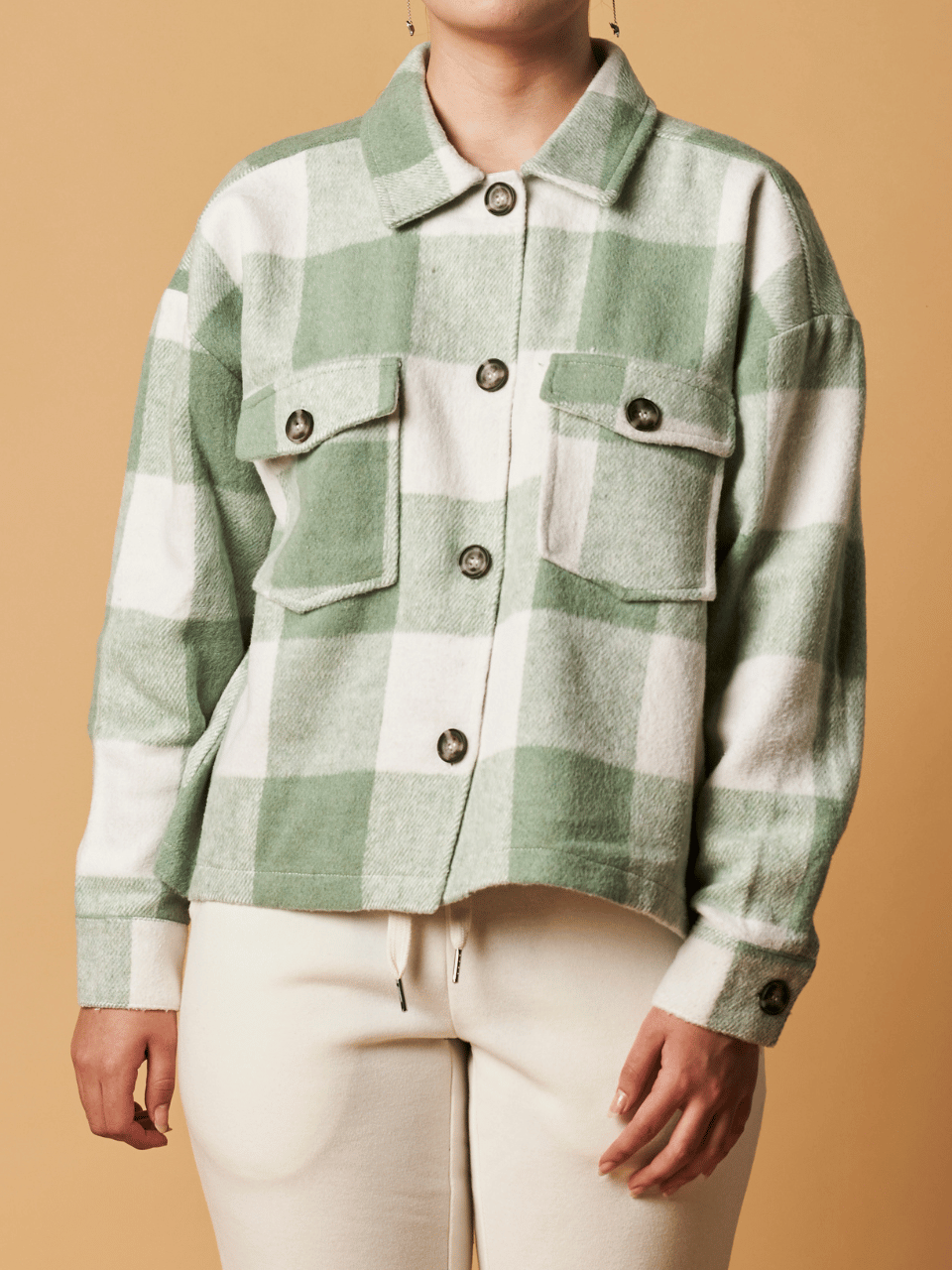 Cropped Checked Shacket