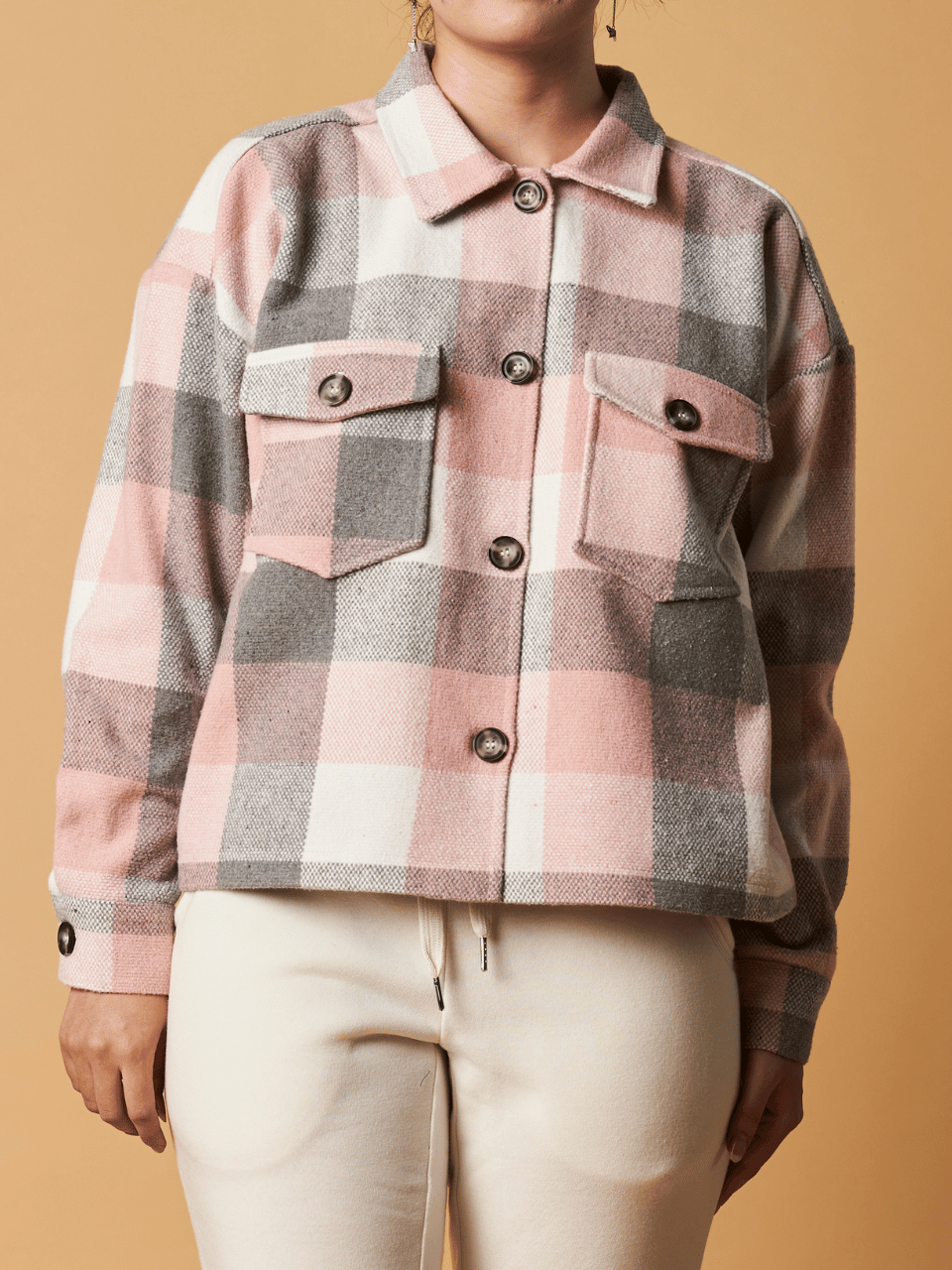 Cropped Checked Shacket