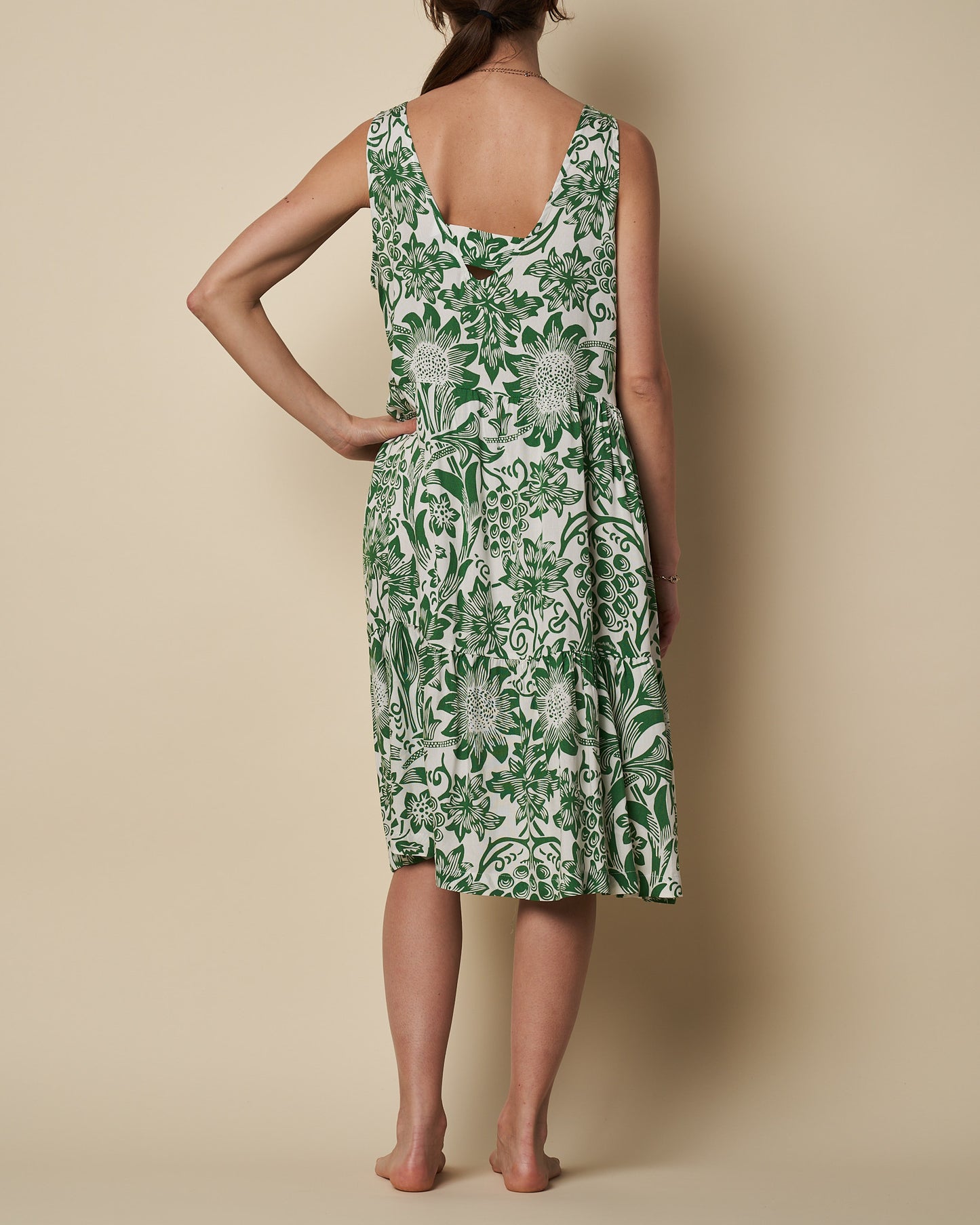 TIERED MIDI DRESS W/ T-BAR BACK