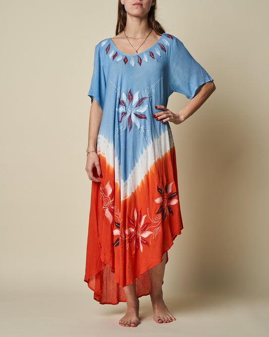 SHORT SLEEVE FLORAL UMBRELLA DRESS