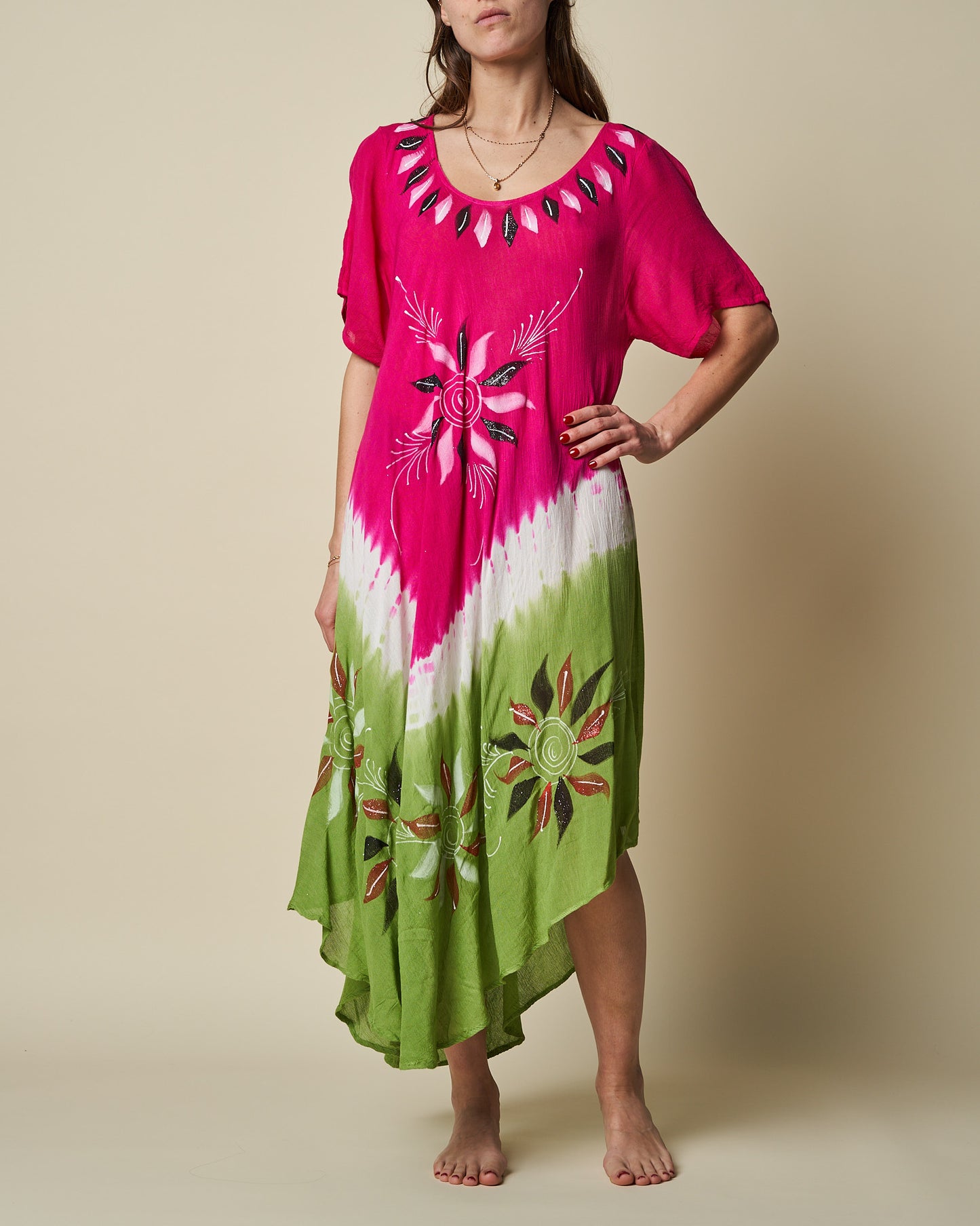 SHORT SLEEVE FLORAL UMBRELLA DRESS