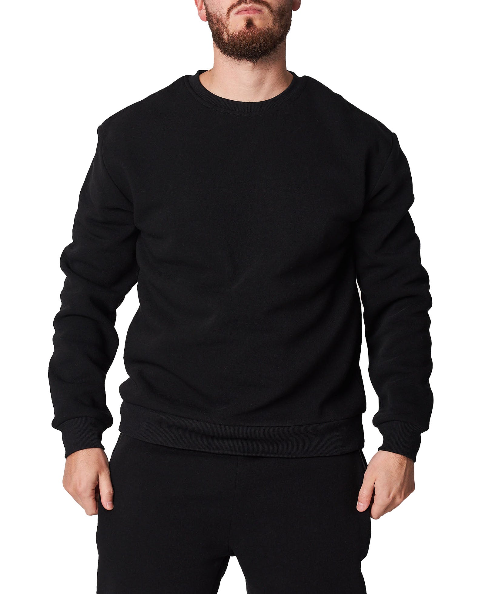 Basic Crew Neck Sweat Top - Black