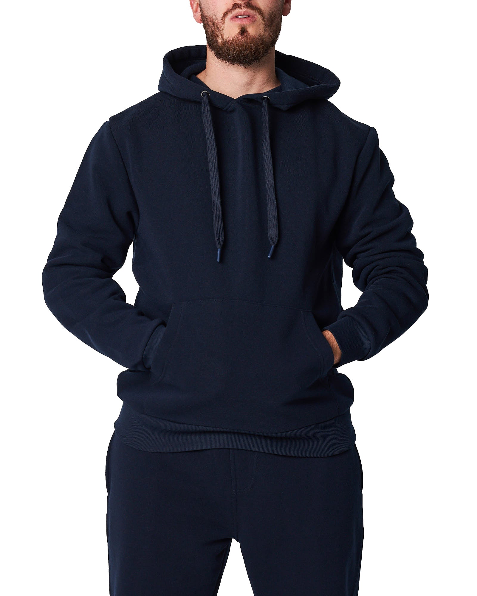 Basic Hoodie With Kanga Pocket - Navy
