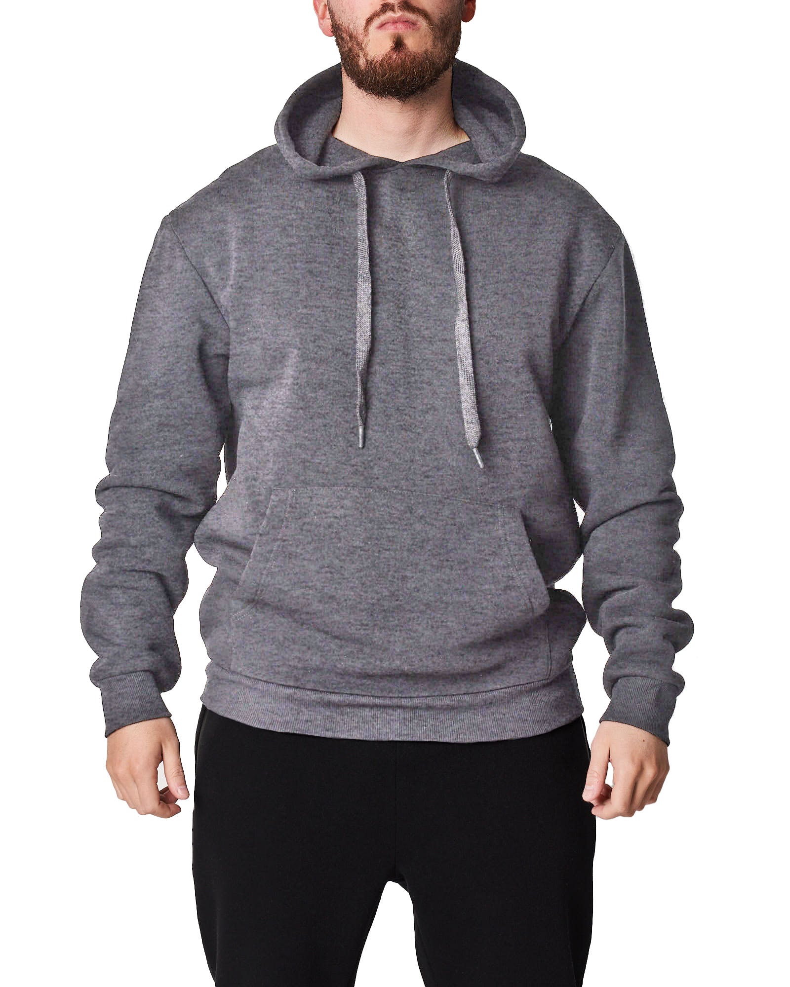 Basic Hoodie With Kanga Pocket - Grey Marle