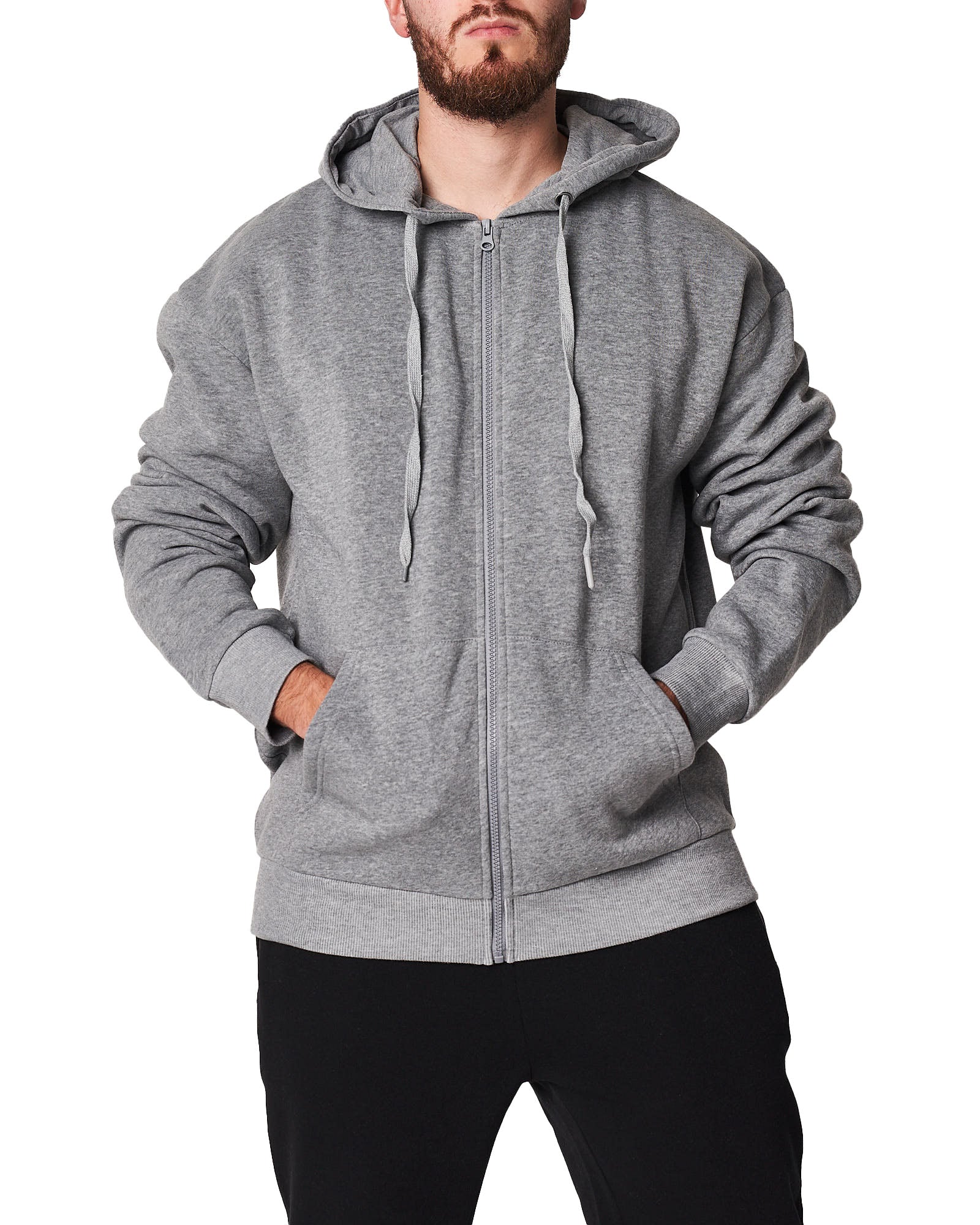 Basic Hoodie With Kanga Pocket - Grey Marle