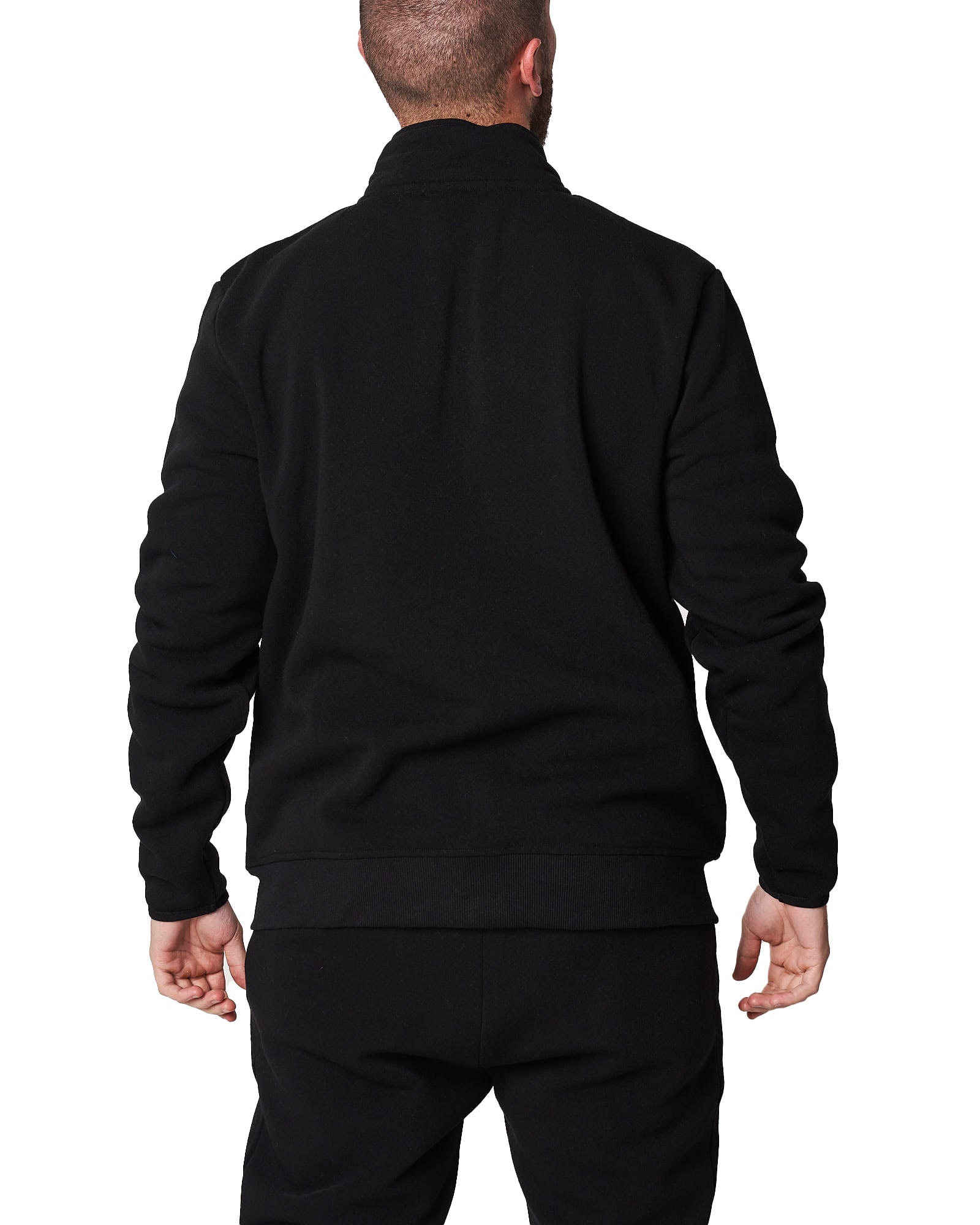 Zip Through Collar Jacket With Trim - Black
