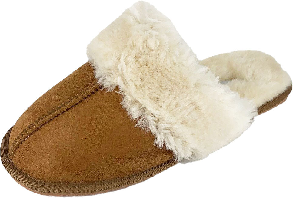 Mary Scuff Stitch Fur Trimmed Slipper