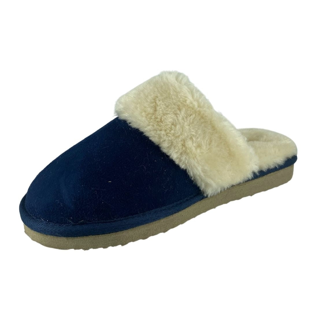 Moon Fur Trim Scuff Slipper