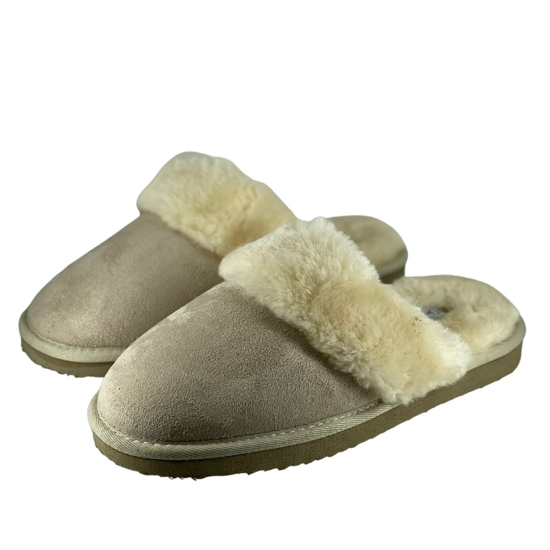 Moon Fur Trim Scuff Slipper