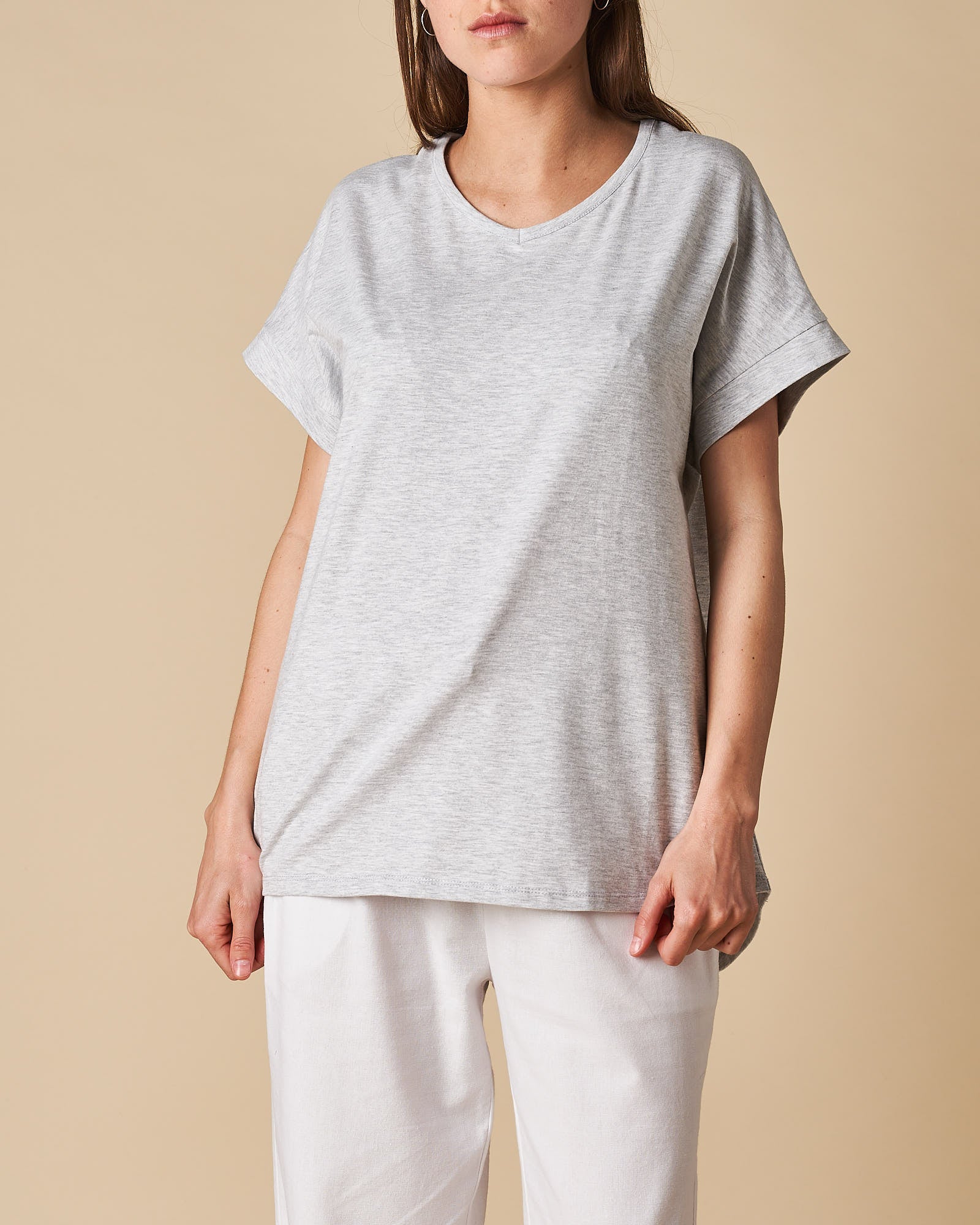 V-Neck Low Sleeve Trim Tee