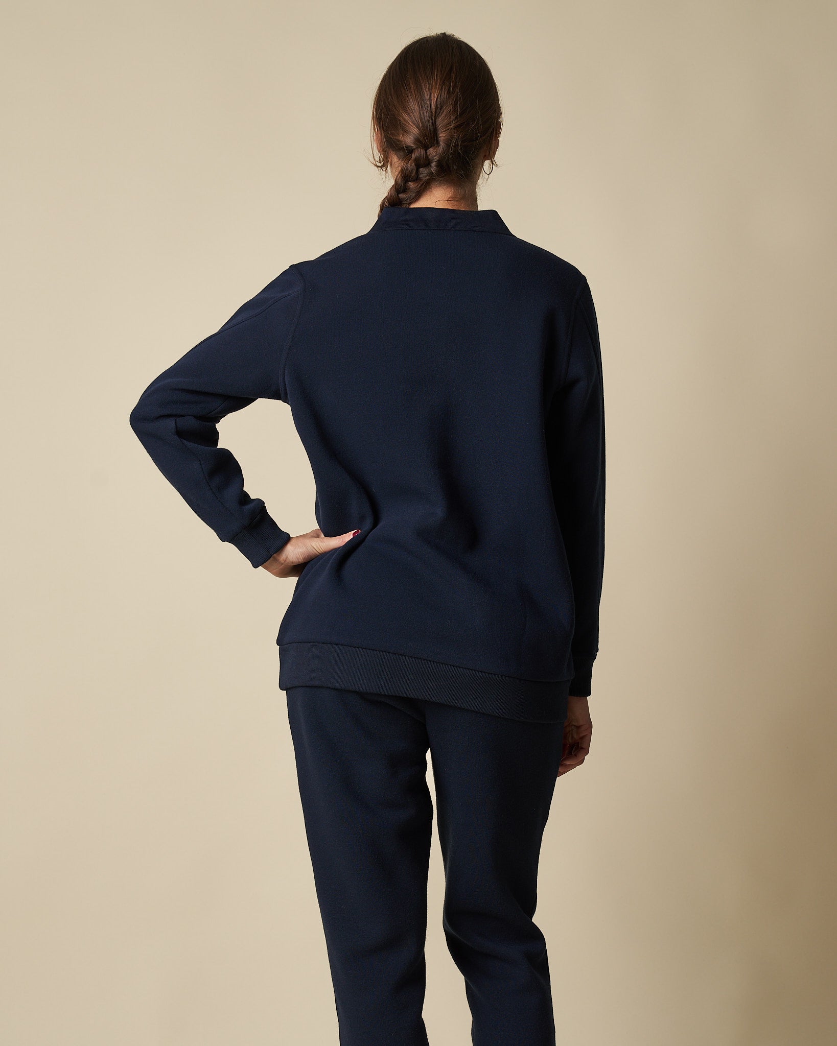 Button Polo Sweat Top