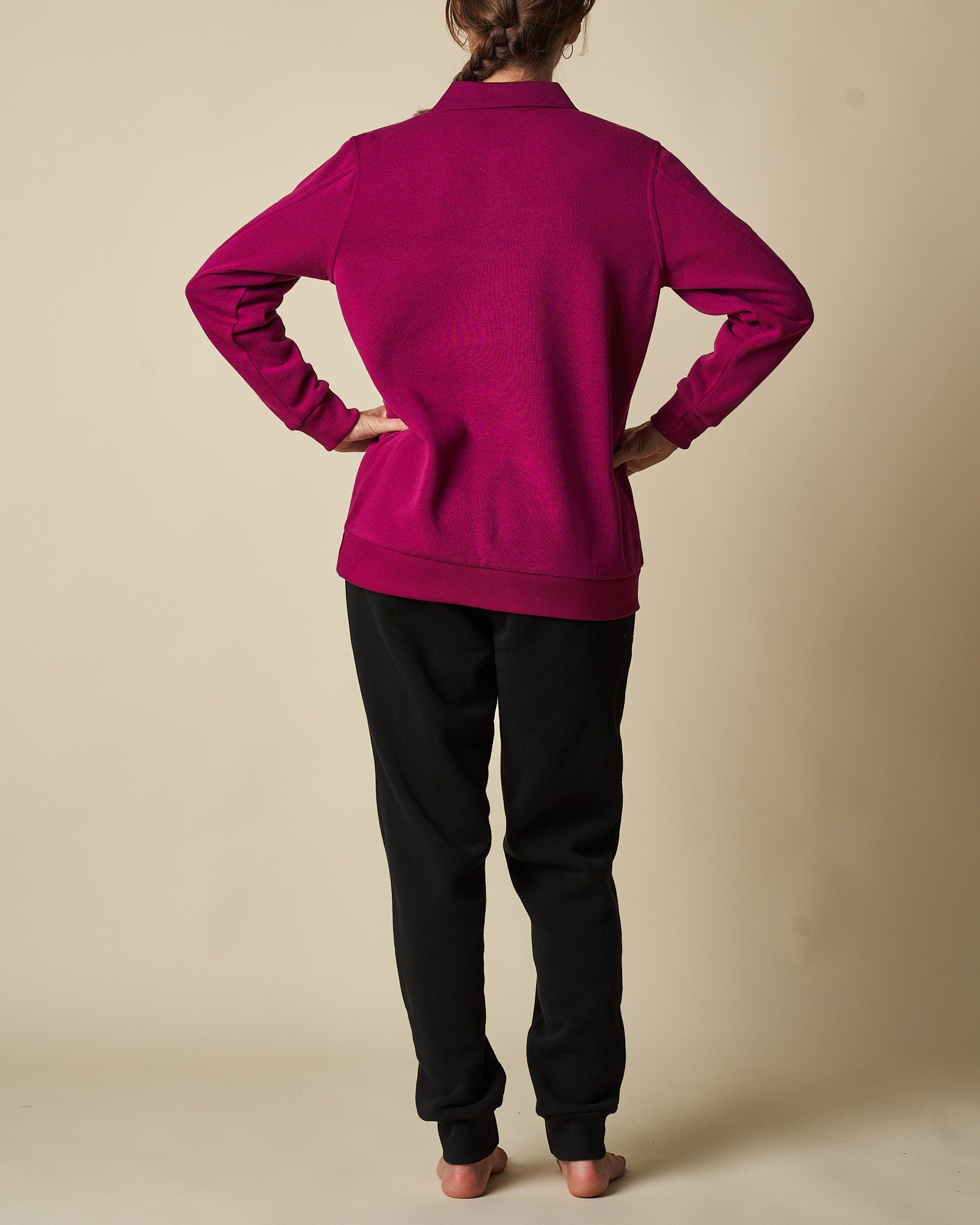 Button Polo Sweat Top