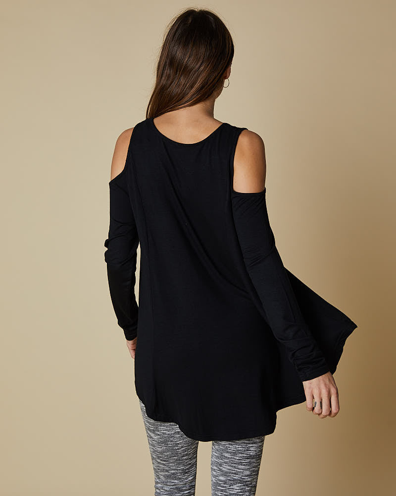 Long Sleeve Exposed Shoulder Swing Top