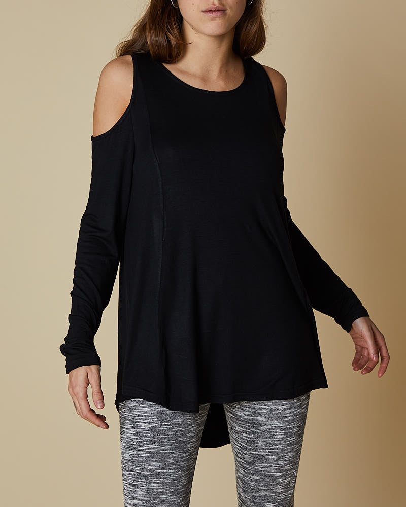 Long Sleeve Exposed Shoulder Swing Top
