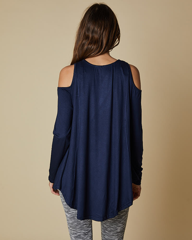 Long Sleeve Exposed Shoulder Swing Top