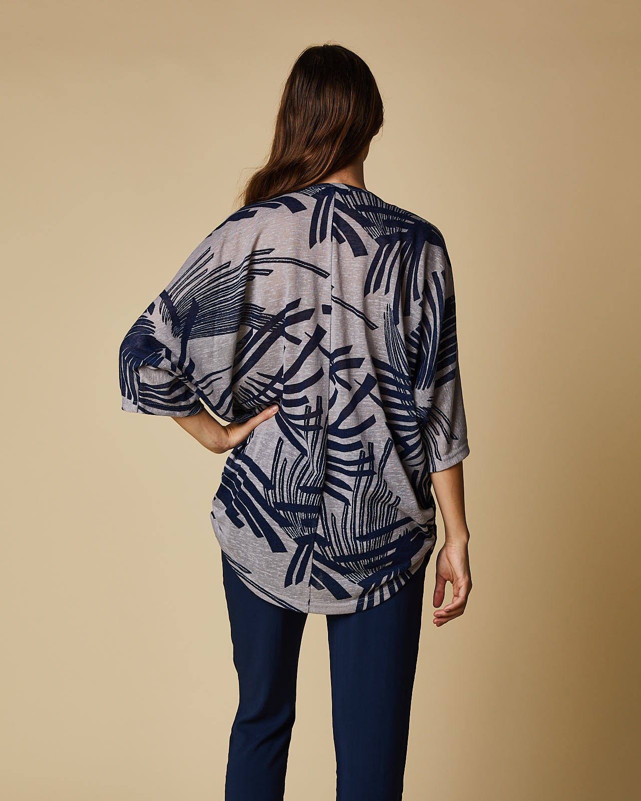 3/4 Sleeve Zip Front Top