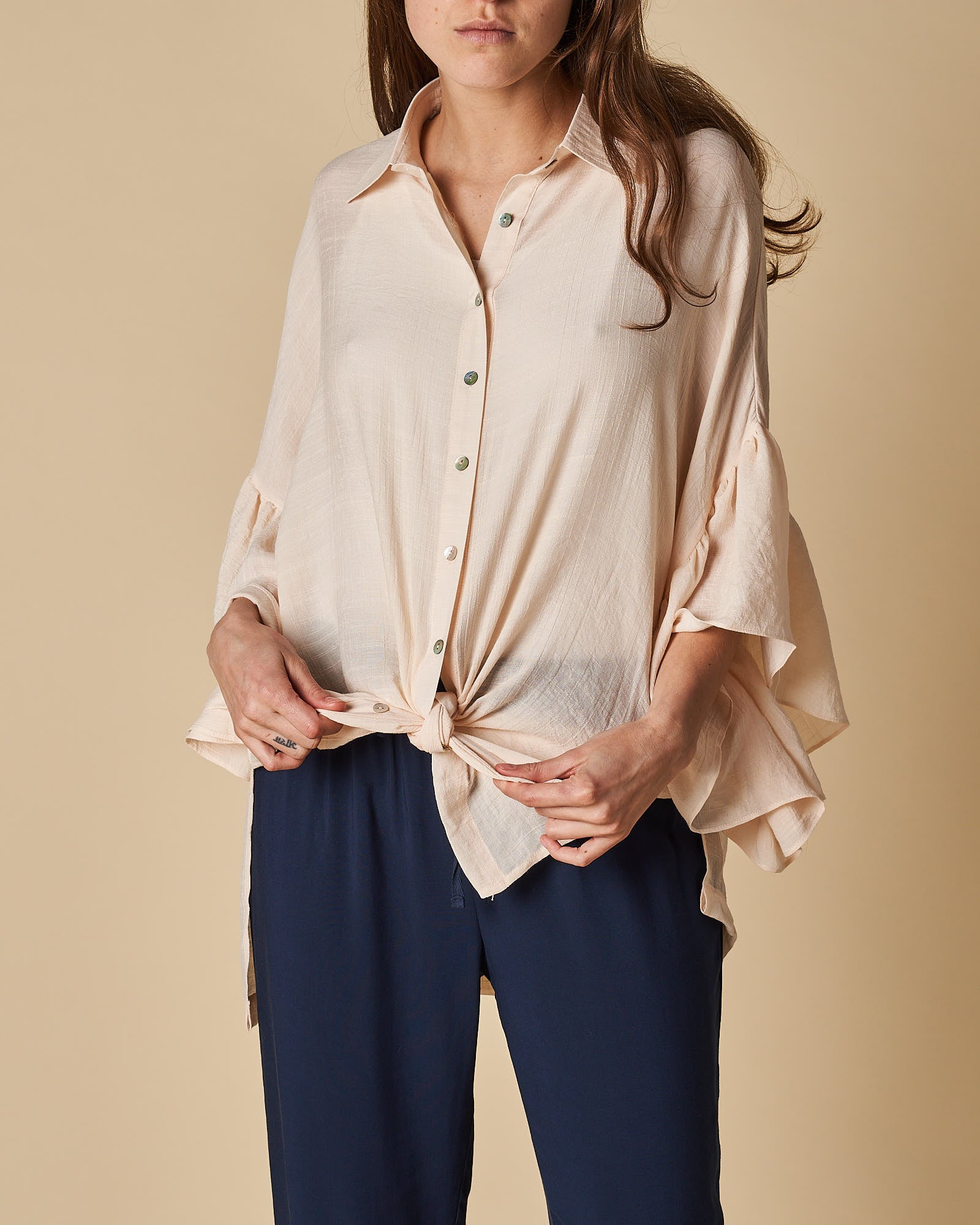 Button Shirt w/ Frill Sleeves