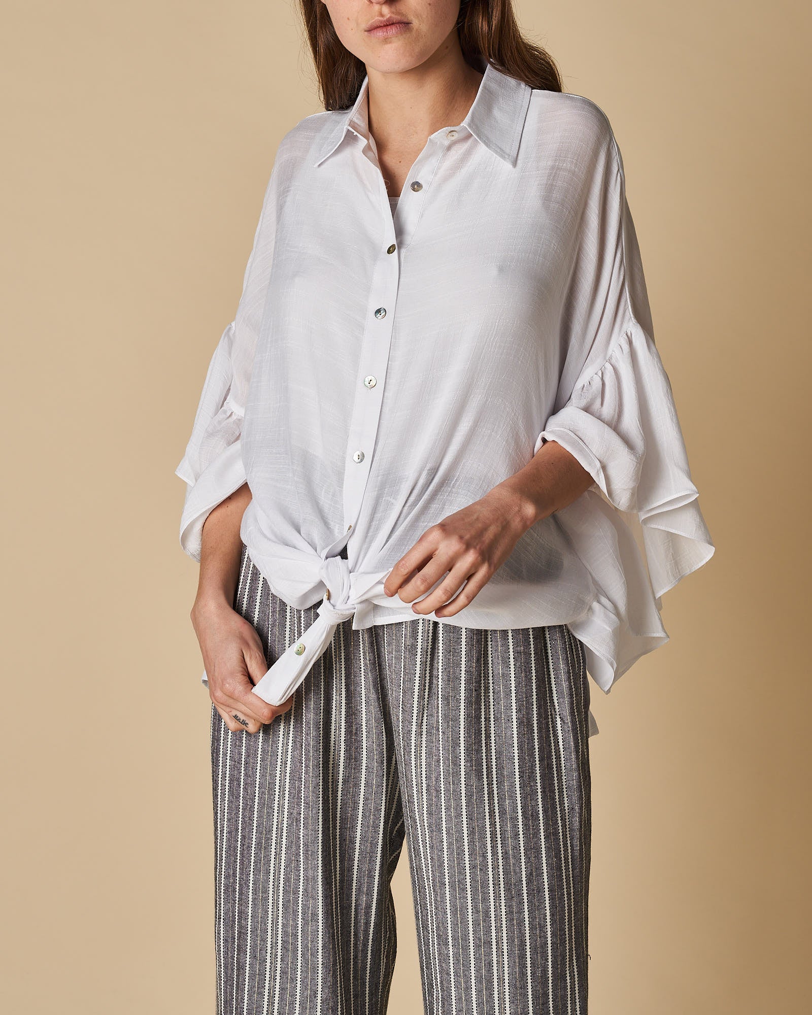 Button Shirt w/ Frill Sleeves