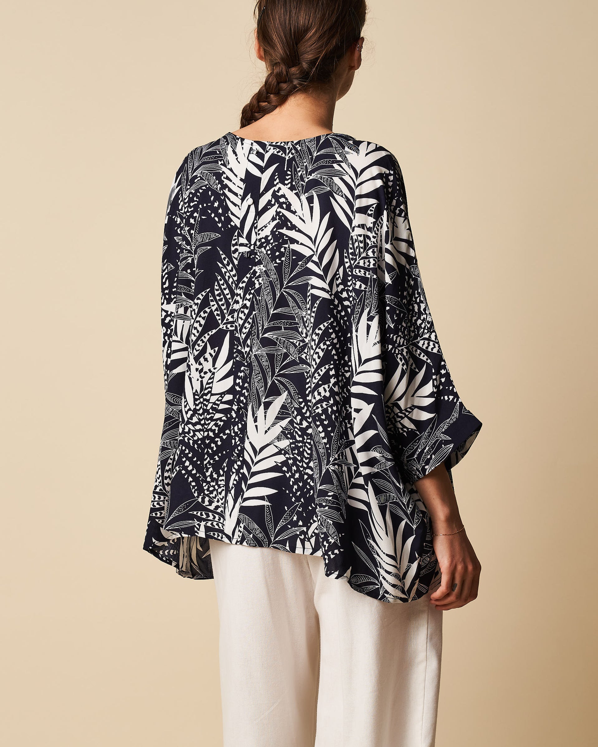Batwing Top w/ Mock Buttons
