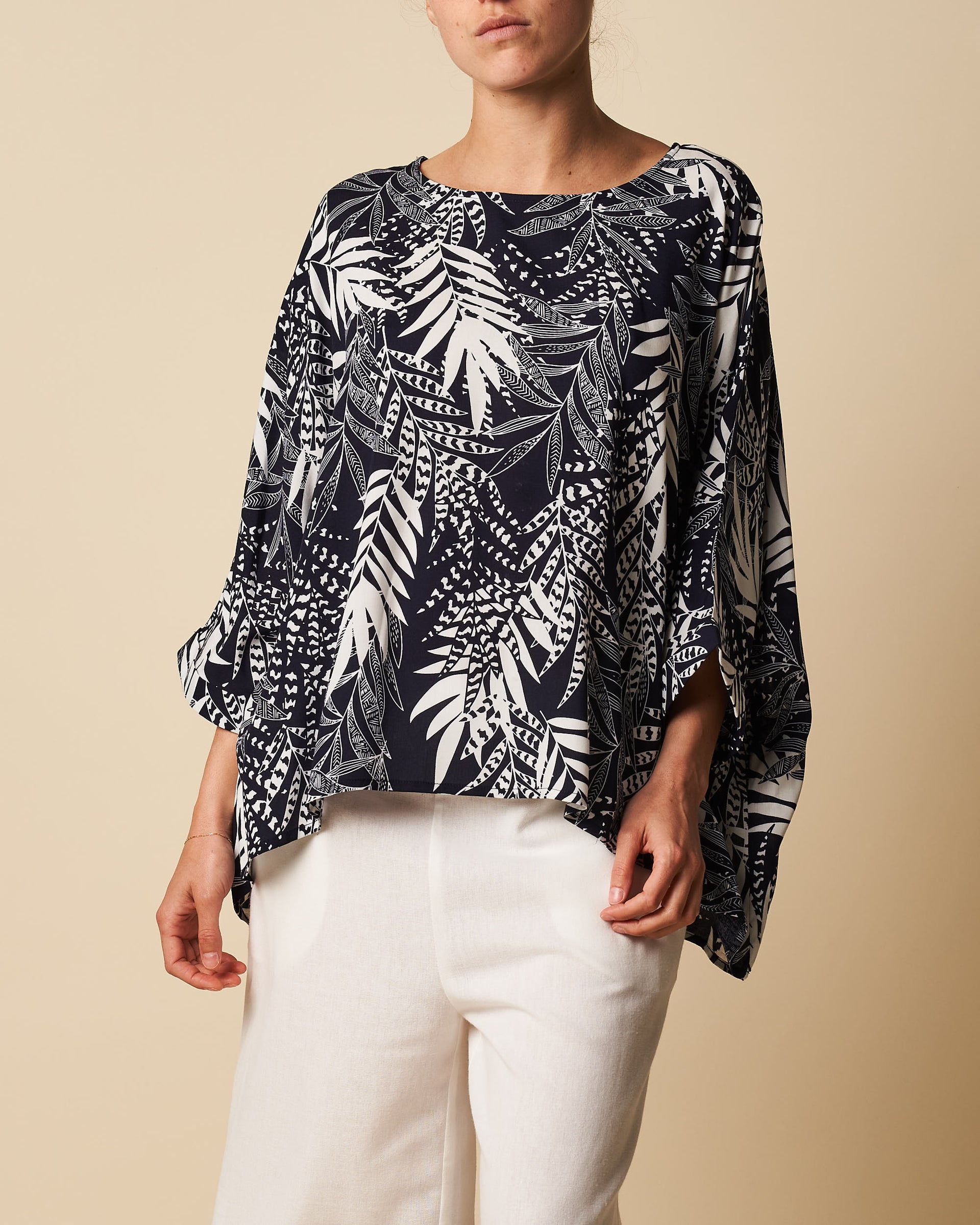 Batwing Top w/ Mock Buttons