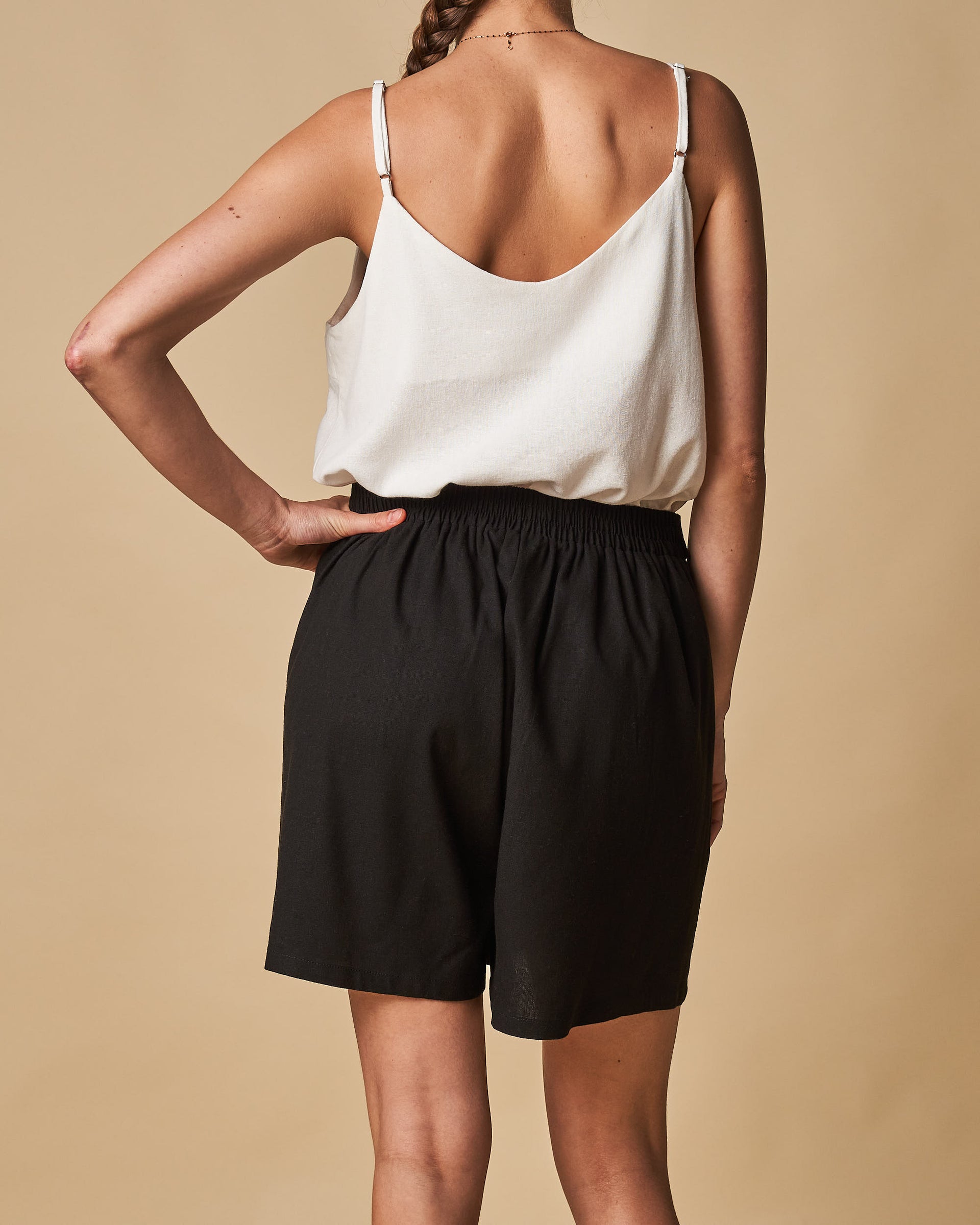 Tie Waist Elastic Back Short