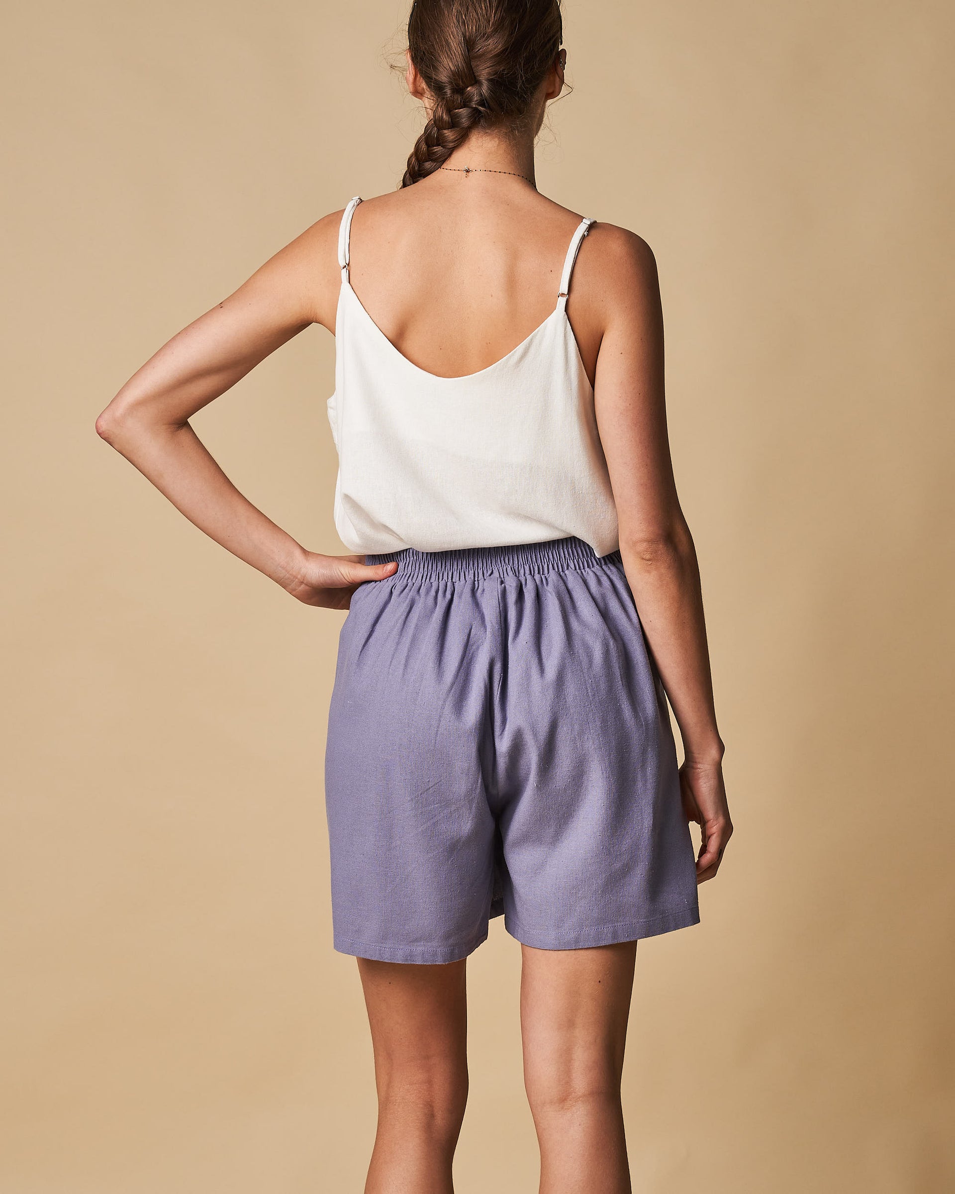 Tie Waist Elastic Back Short