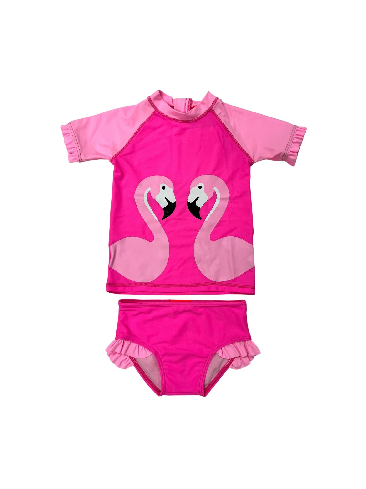 Girls Flamingo Rash Top & Brief Set