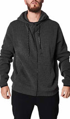ZIP THROUGH HOODIE W/ TRIM BRUSHED FLEECE