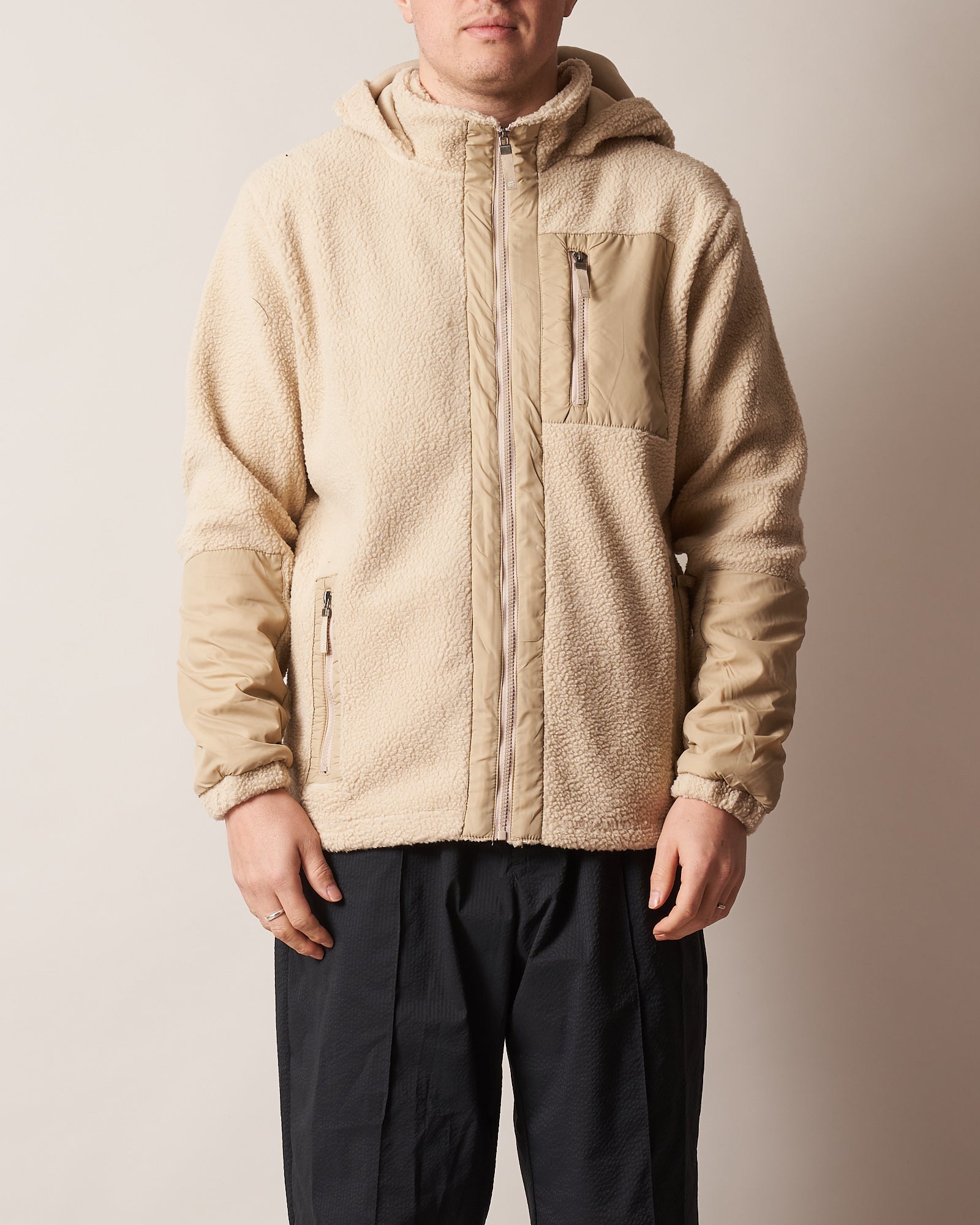 ZIP THROUGH SHERPA JACKET W/ PATCH