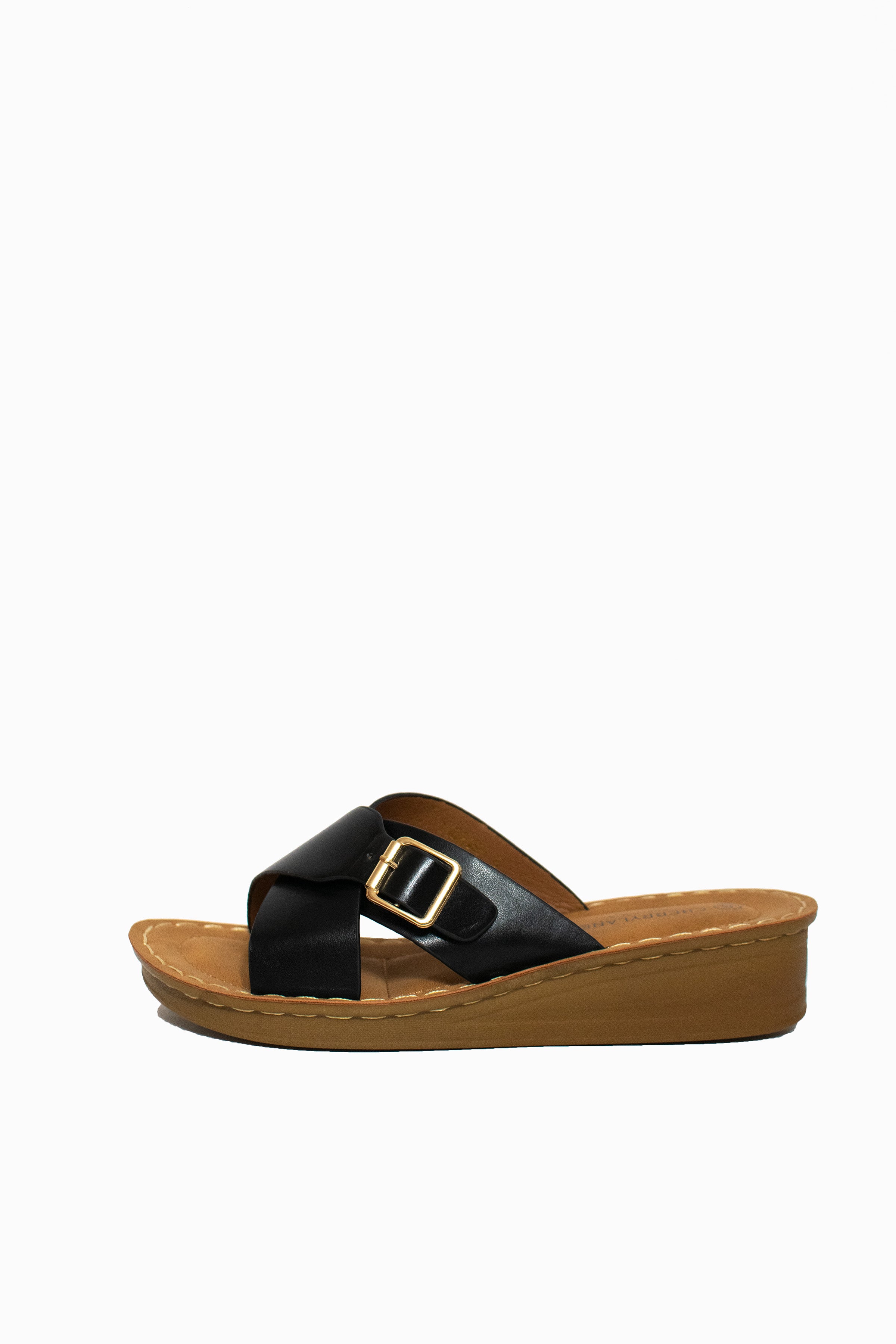 CROSS WEDGE SANDAL W/ BUCKLE