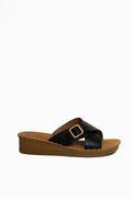 CROSS WEDGE SANDAL W/ BUCKLE
