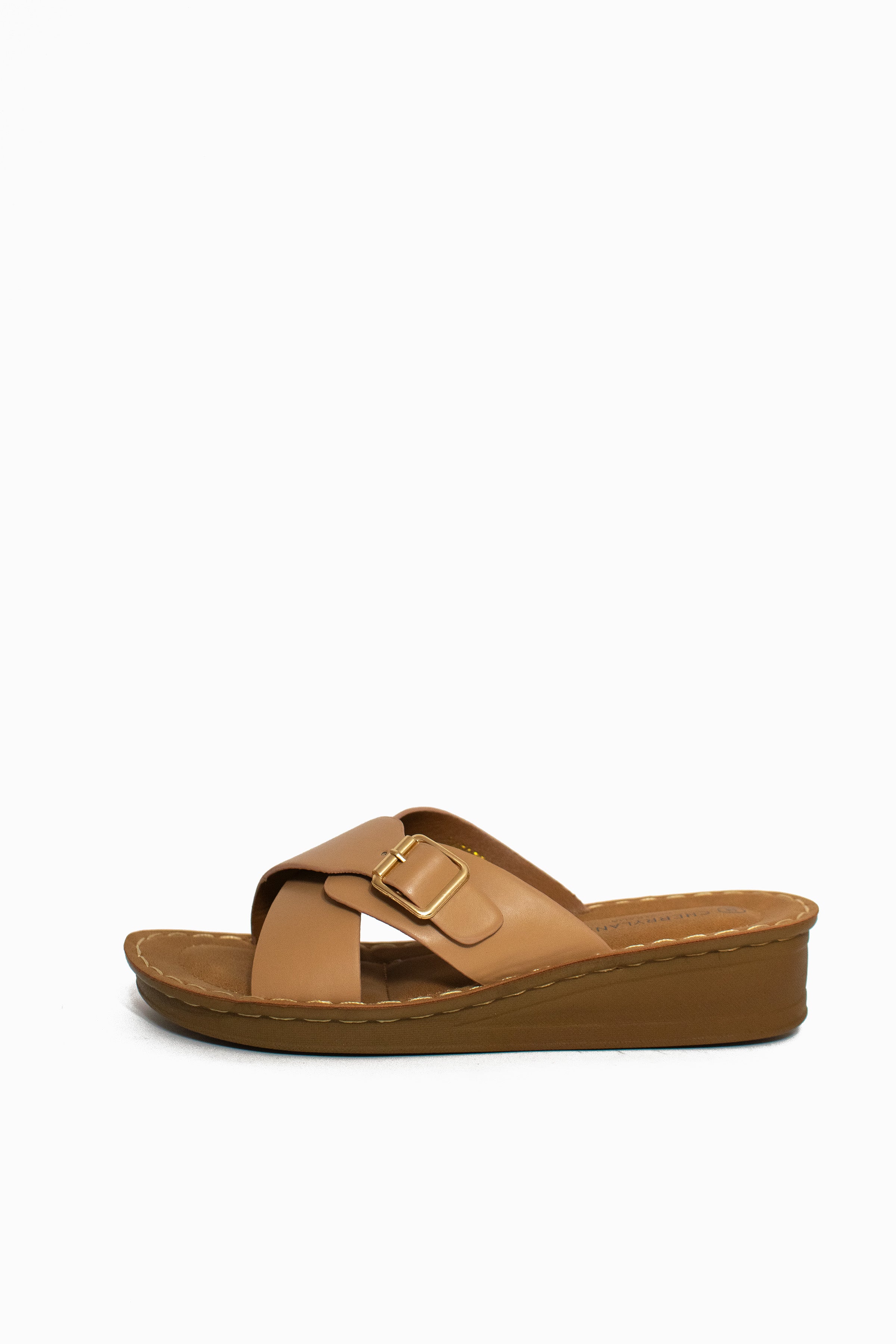 CROSS WEDGE SANDAL W/ BUCKLE