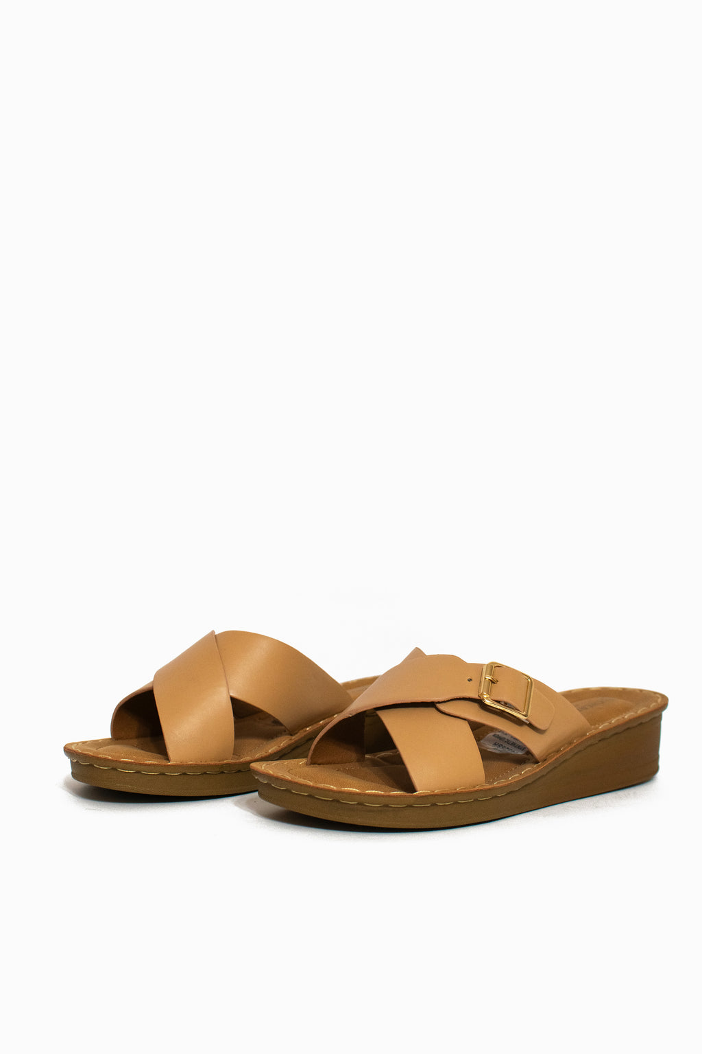 CROSS WEDGE SANDAL W/ BUCKLE