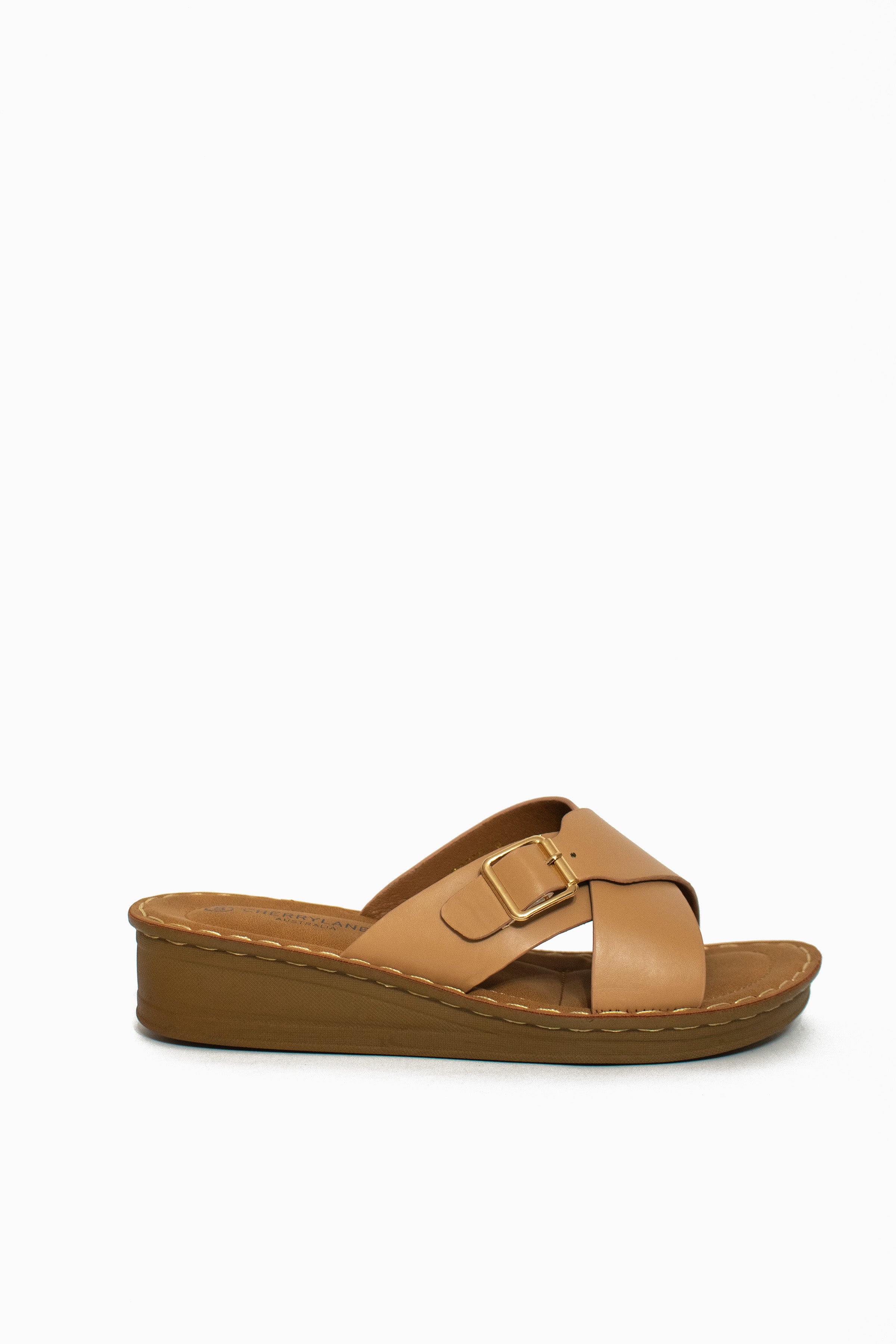 CROSS WEDGE SANDAL W/ BUCKLE