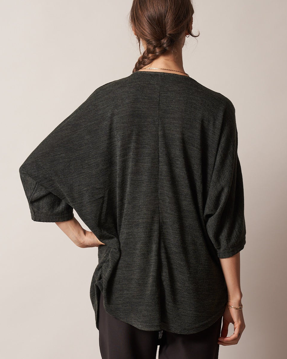HALF-ZIP BATWING TOP