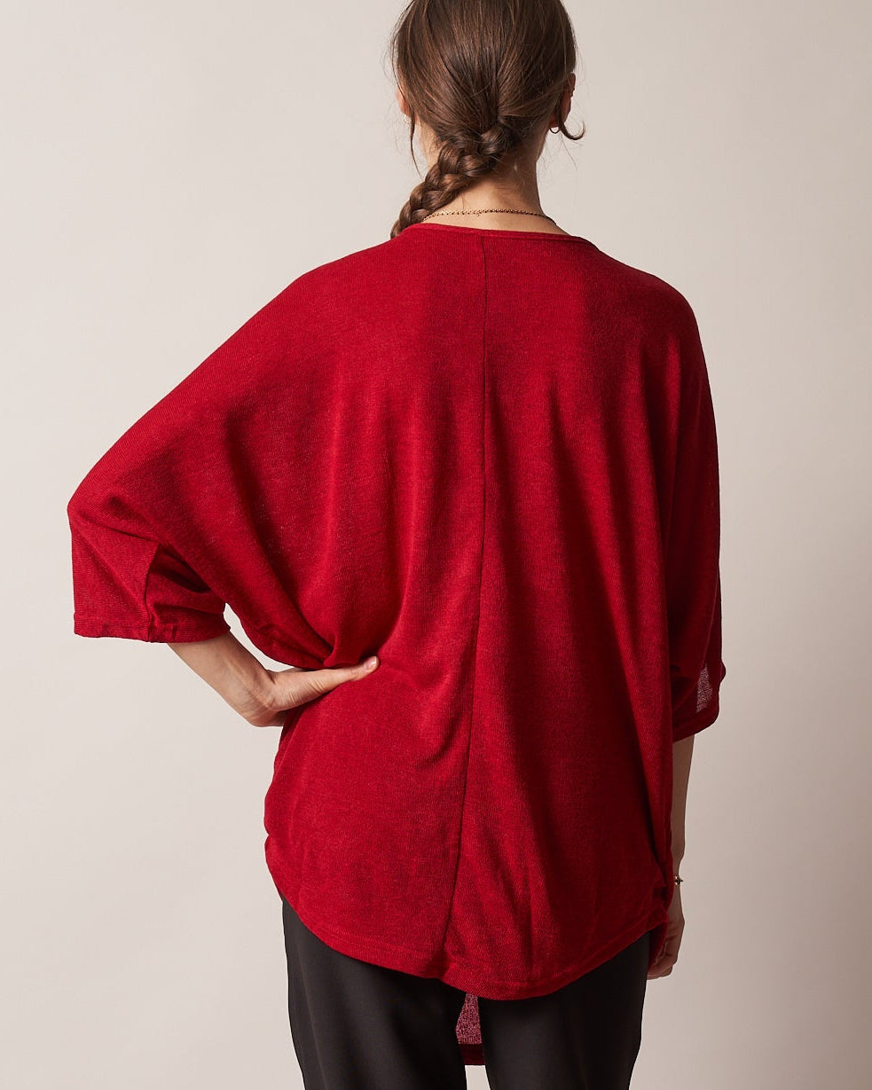 HALF-ZIP BATWING TOP