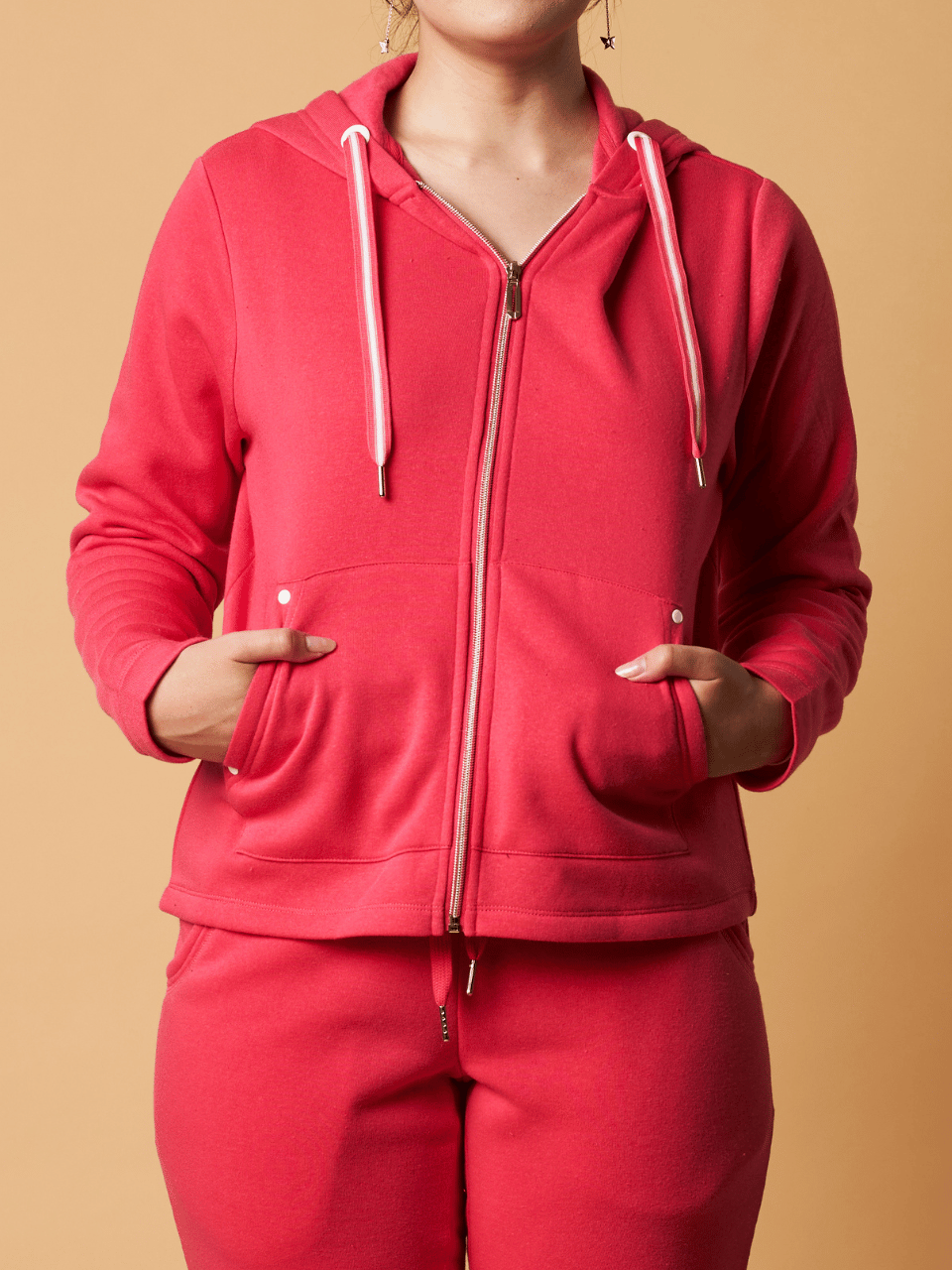 HOODIE JACKET W/ BUTTON DETAIL POCKETS