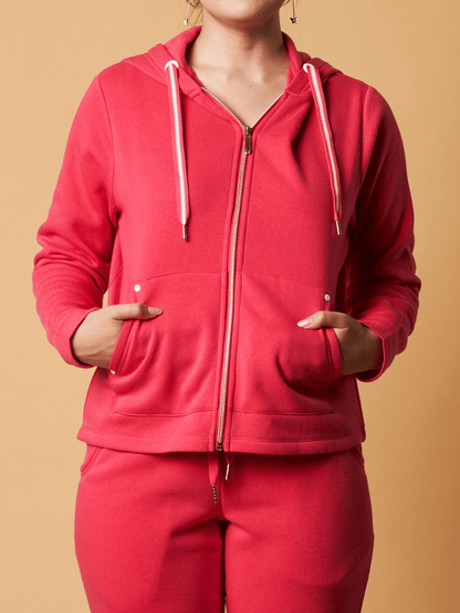 HOODIE JACKET W/ BUTTON DETAIL POCKETS