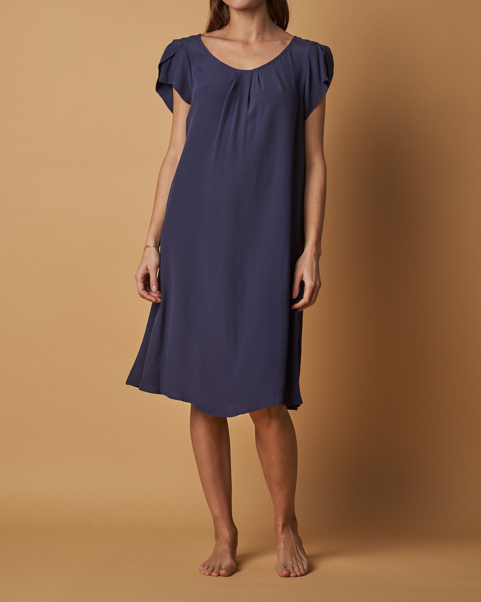 FRONT-PLEATED DRESS