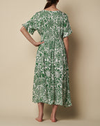 SHIR WAIST LONG DRESS W/ SPLIT