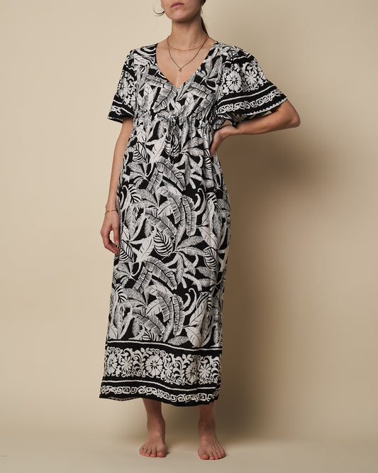 ELASTIC WAIST MAXI DRESS