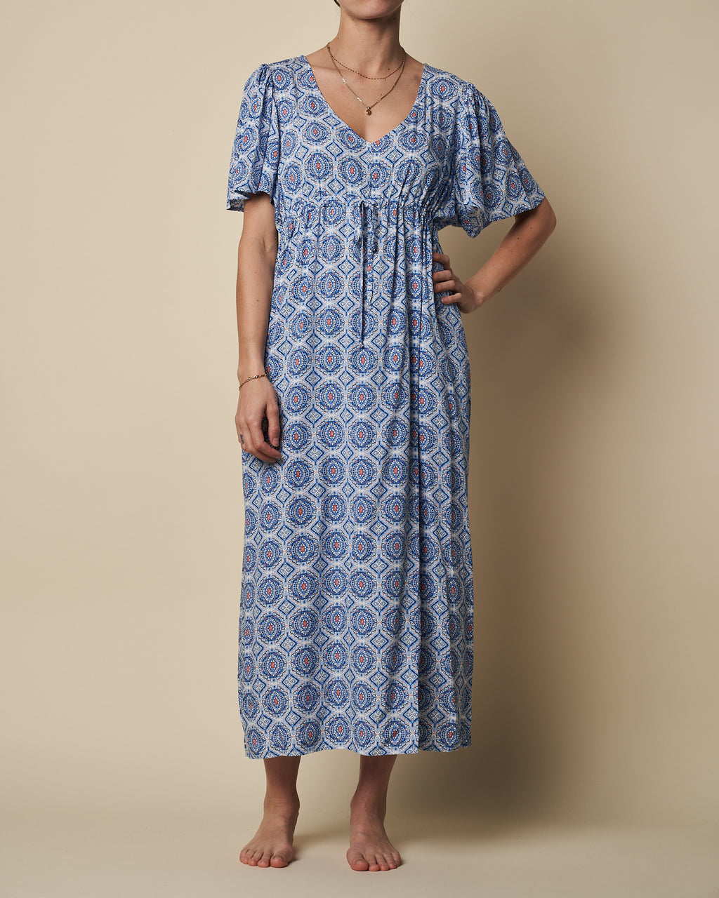 ELASTIC WAIST MAXI DRESS