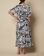 SHIR WAIST LONG DRESS W/ SPLIT