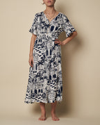 SHIR WAIST LONG DRESS W/ SPLIT