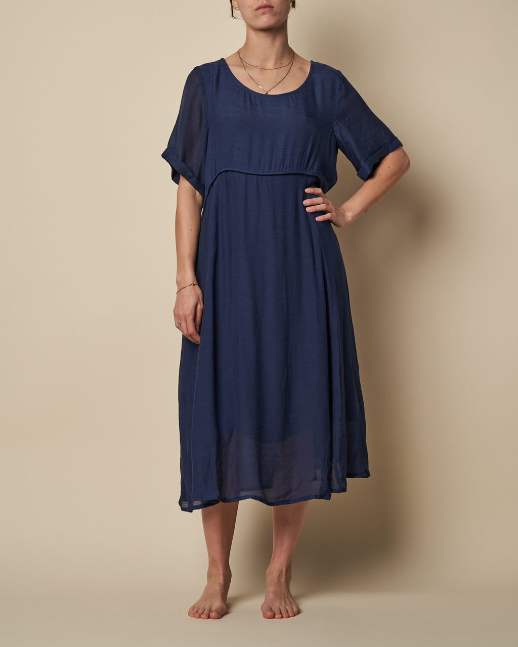 ELBOW SLEEVE LONG DRESS