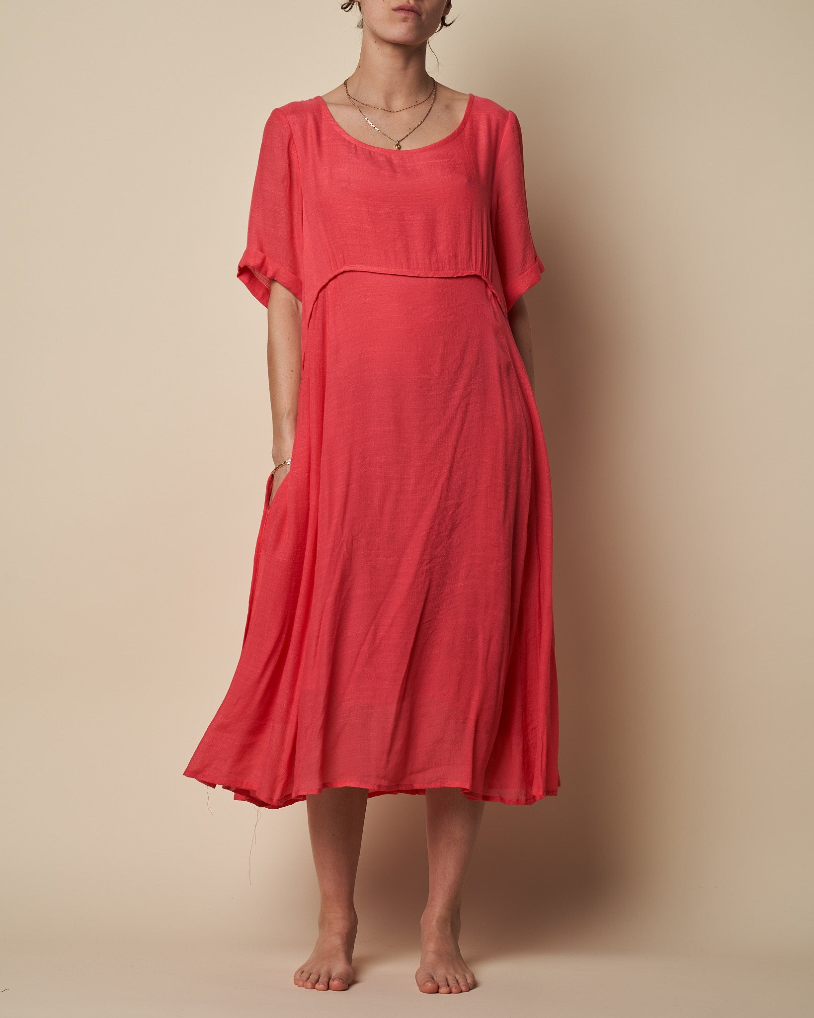 ELBOW SLEEVE LONG DRESS