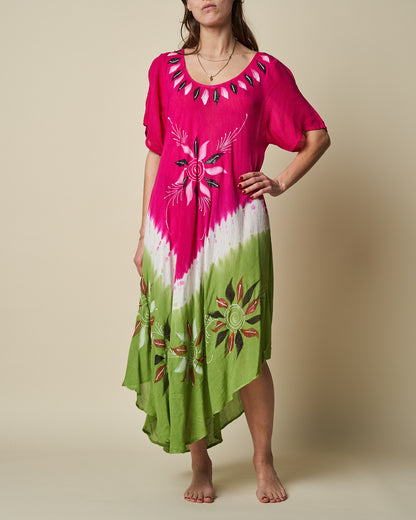 SHORT SLEEVE FLORAL UMBRELLA DRESS